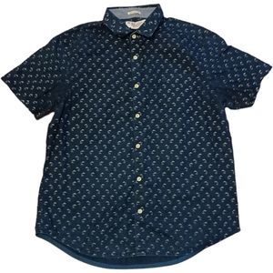 Penguin Printed Oxford Shirt Navy Blue Size L
